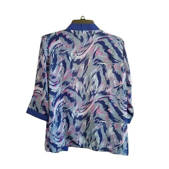 Salon Studio Womens Sz SP Blue Pink Geometric Long Sleeve Cardigan - Picture 2 of 9